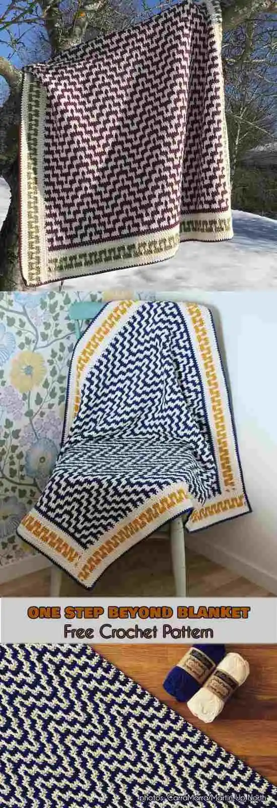 Gradient Wave Mosaic Afghan showing smooth color transitions from light blue to deep navy, forming serene wave patterns.
