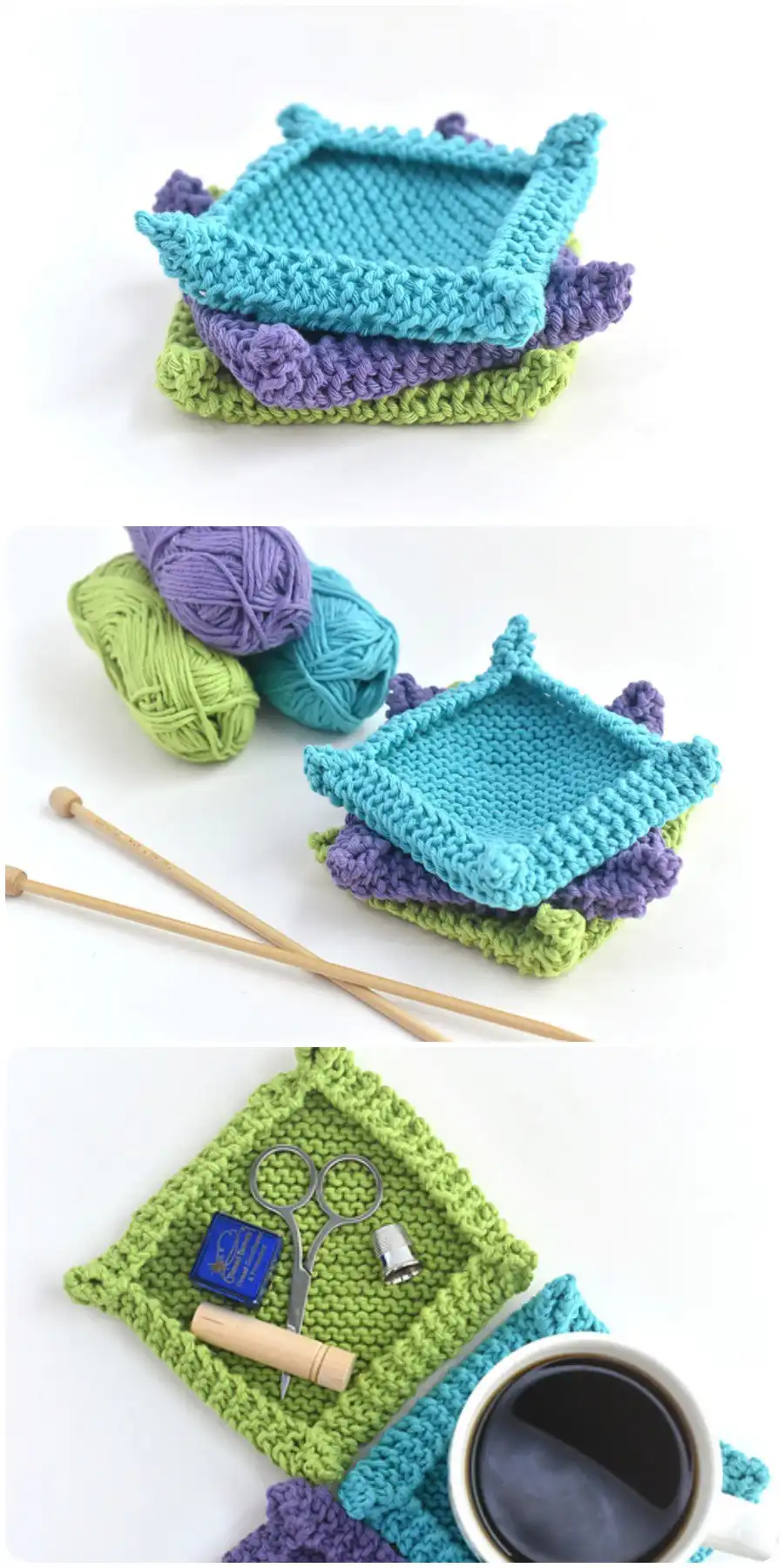 A Crochet Knit Mini Tray Pattern, displaying its unique knit-like texture and compact size for small item organization.