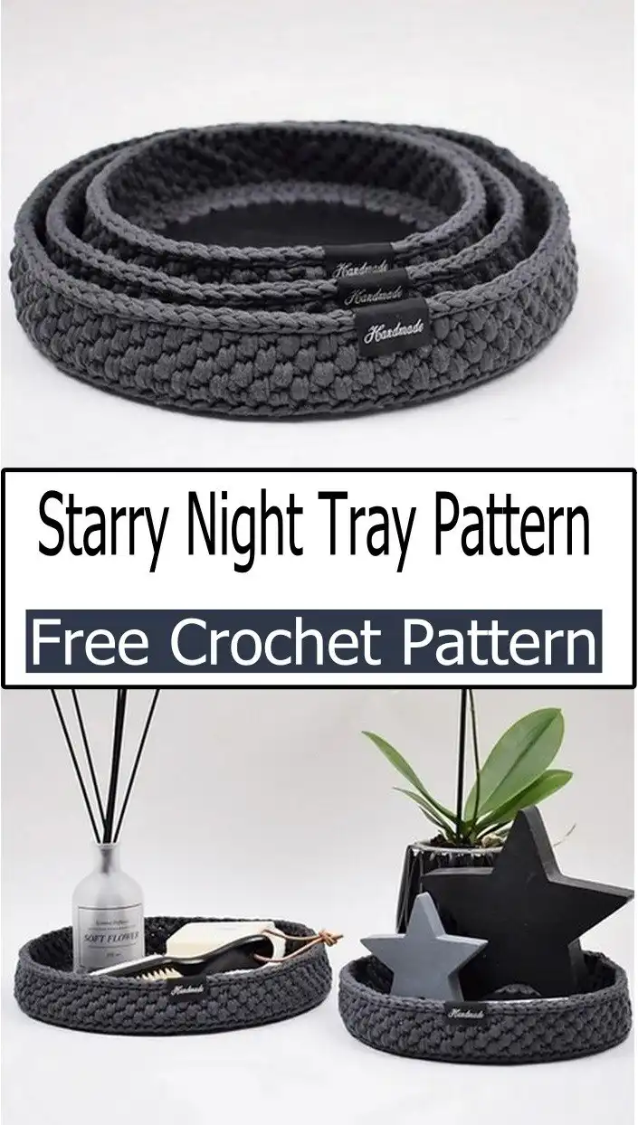 A dark, elegant Starry Night Tray Pattern with subtle sparkly threads, showcasing its sophisticated design for evening decor.