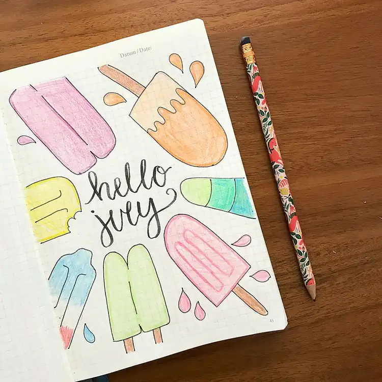 A vibrant collection of July Bullet Journal Cover Page Ideas featuring summer themes like fruit, popsicles, and patriotic designs.