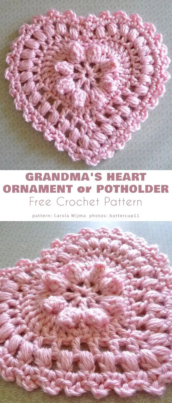 Kitchen fun with love Free Crochet Patterns 4 Traditional white crochet heart, suitable as an ornament or a potholder, from the kitchen fun with love free crochet patterns collection.
