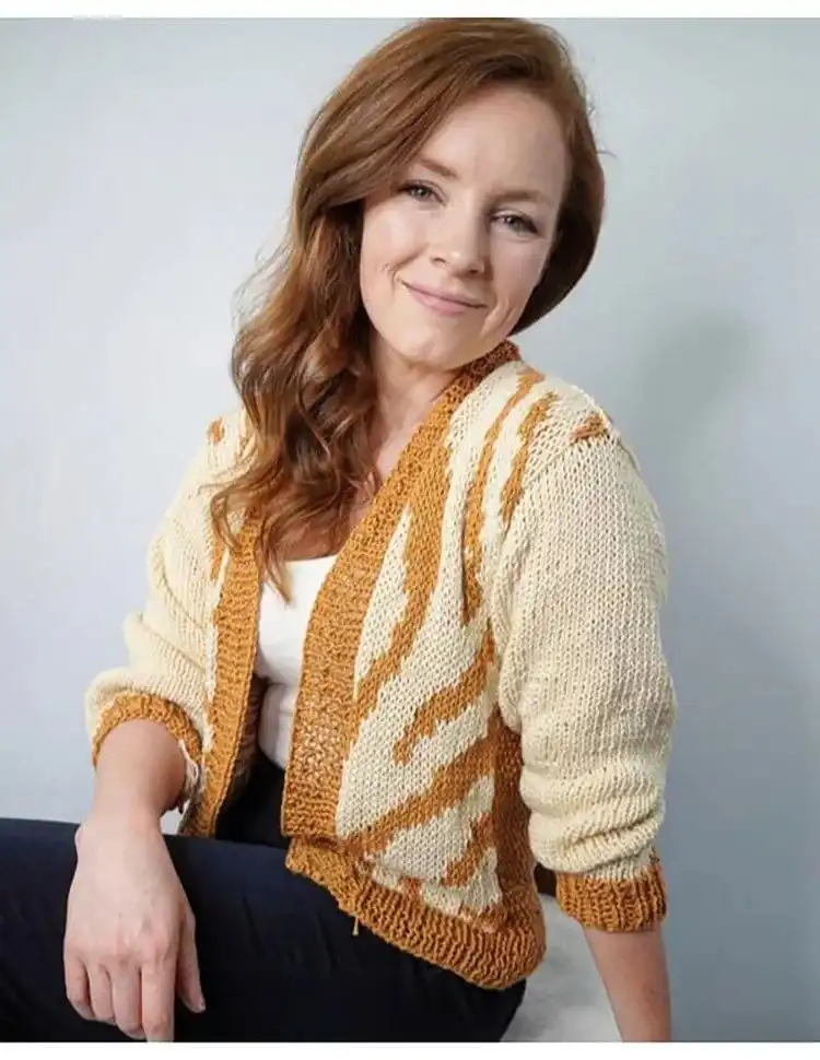 Wild Side Sweater in off-white and camel, showcasing beautiful color palette possibilities.