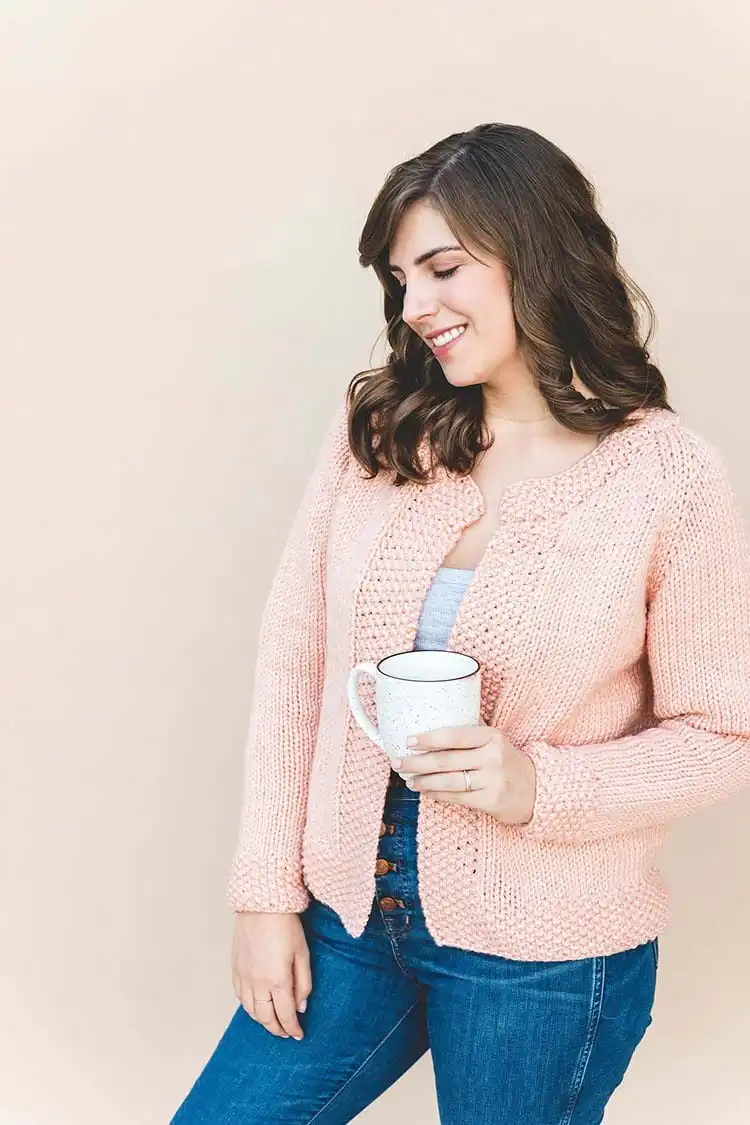 Chic, comfortable, and easy-to-make Betty Cardigan by Sewrella.