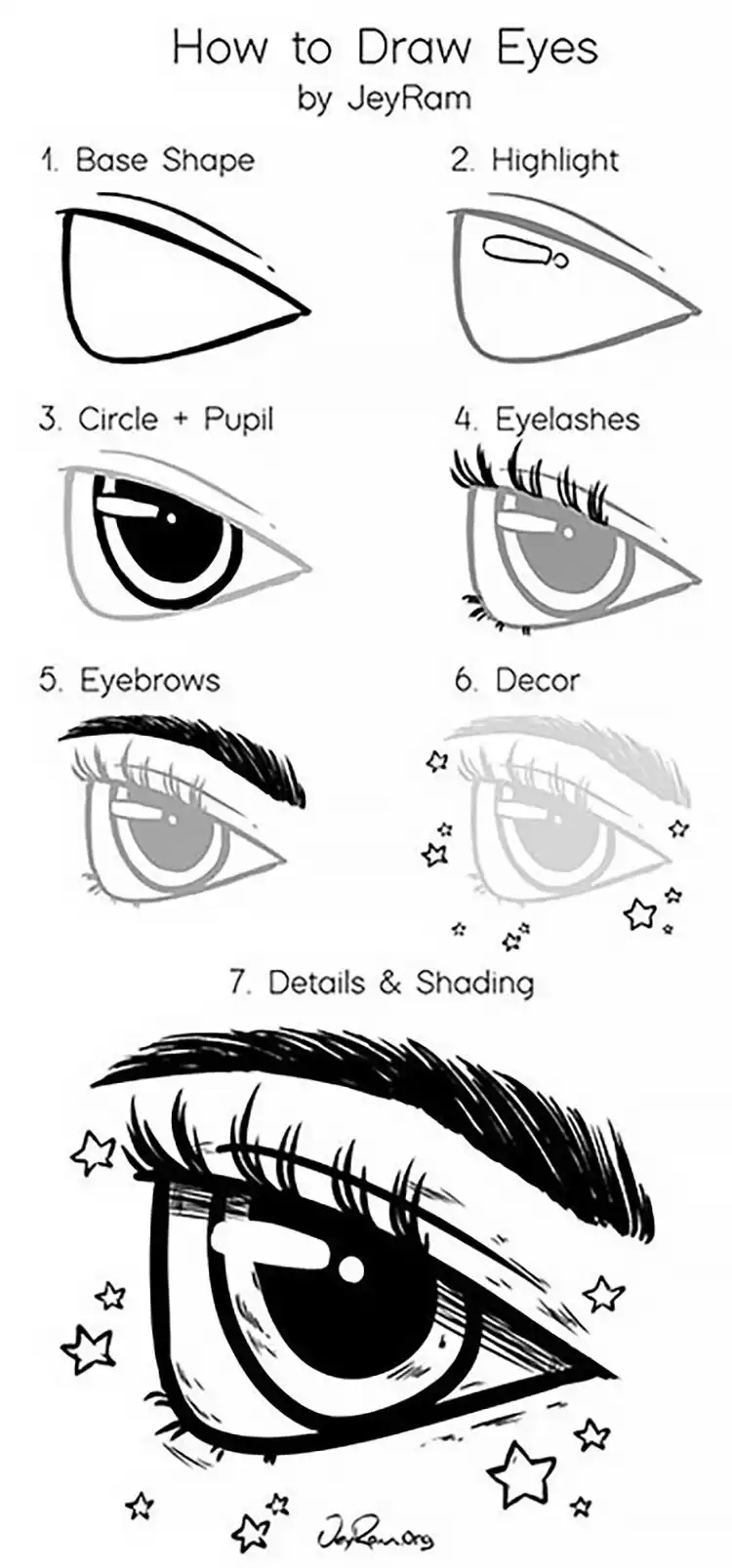 Forty-five minute tutorial for drawing realistic eyes, an engaging reference for focused practice.