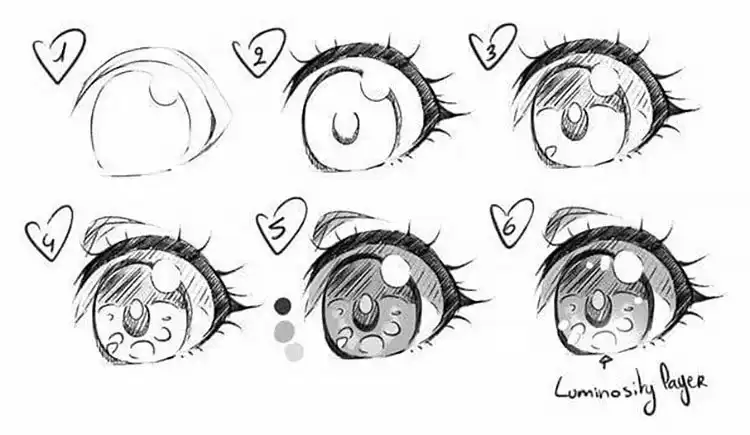 Quick anime eye sketches, ideal for practicing proportions and shapes efficiently.