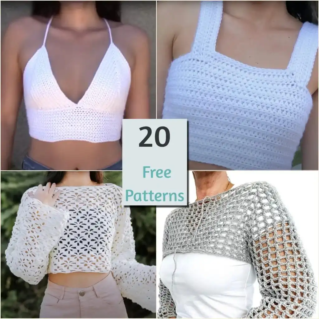 Elegant white crochet long sleeve crop top draped artistically, highlighting intricate stitch work and design details.