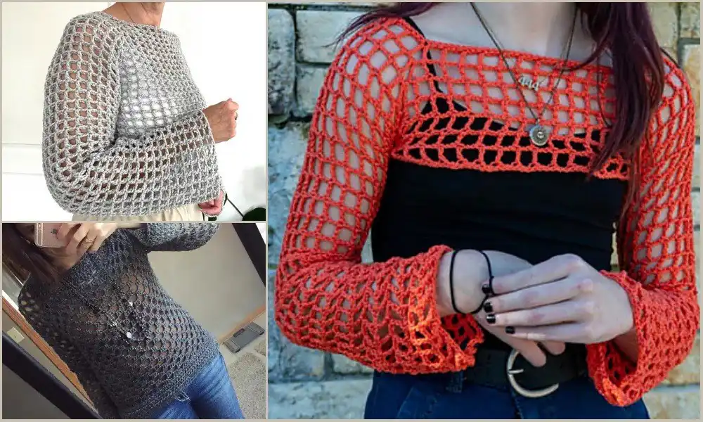 Collection of 50 free crochet crop top patterns displayed visually, emphasizing variety and style.