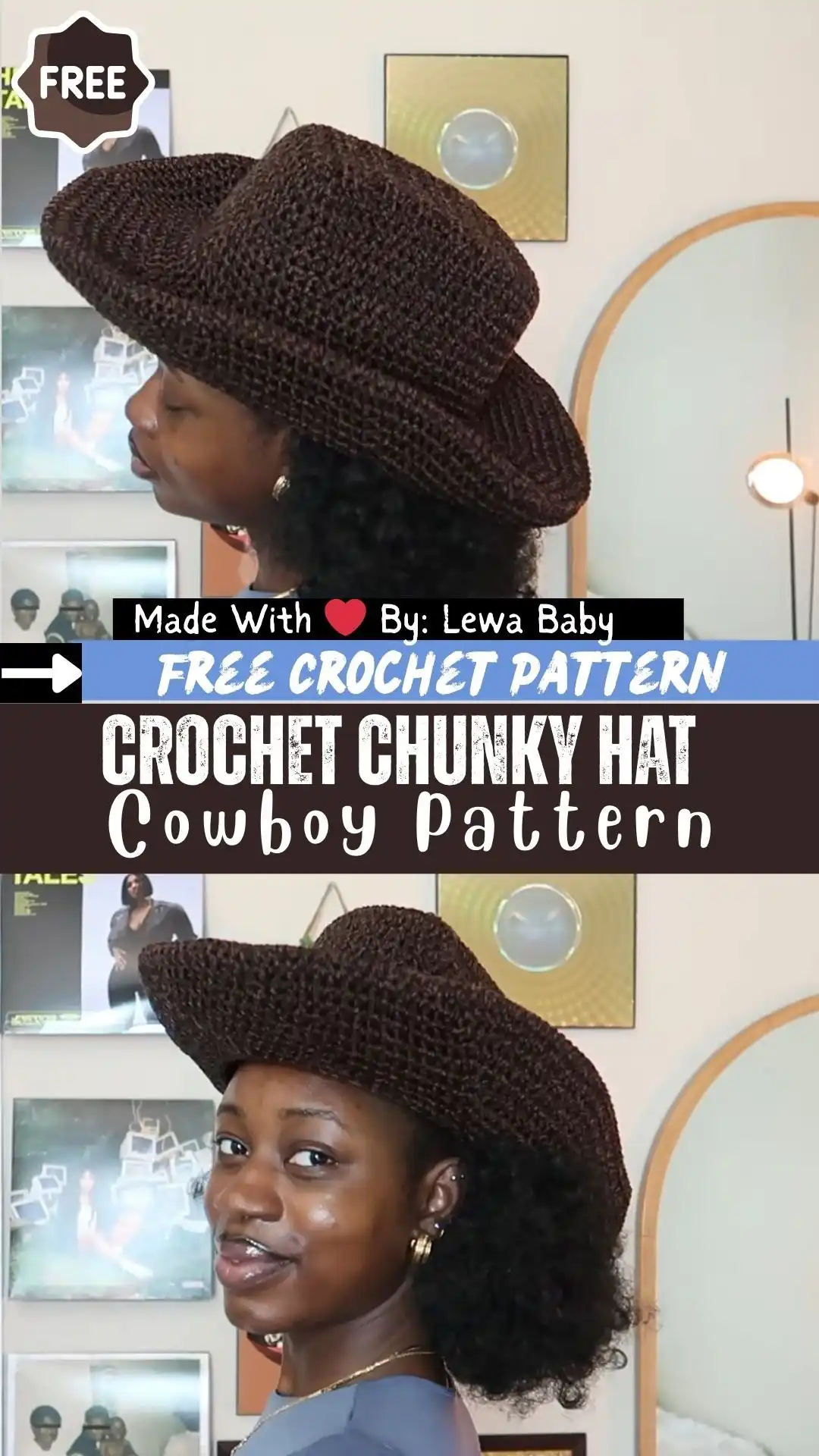 Mesmerizing Crochet Mini Cowboy Hat Pattern, a tiny version perfect for keychains or doll accessories.