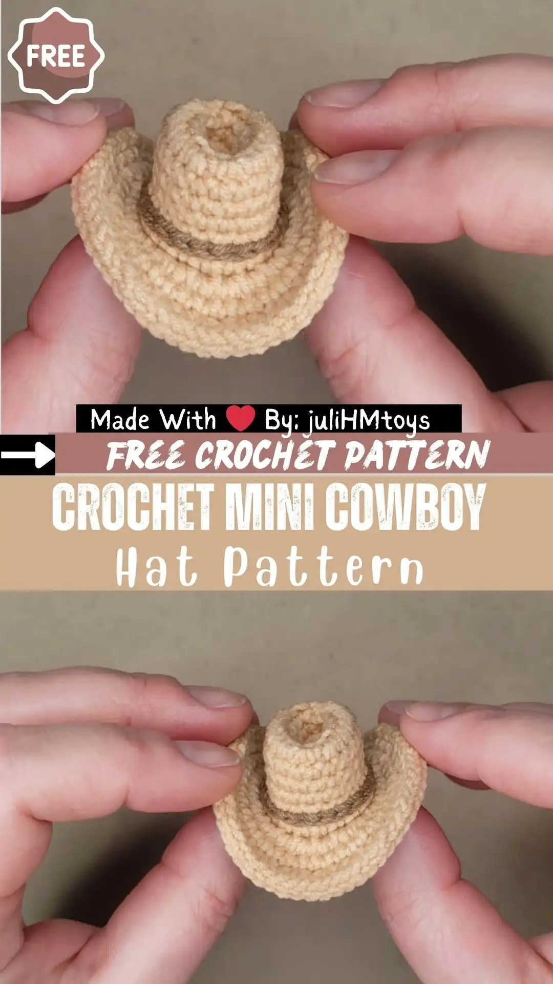 Luxurious crochet knitted hat keychains amigurumi pattern, featuring small hats with textured finishes.