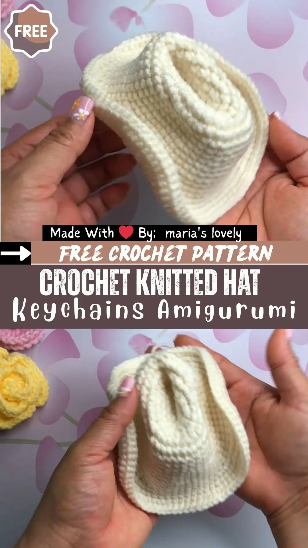 Energetic crochet cowboy hat amigurumi pattern, a small, firm hat with clean, defined shaping.
