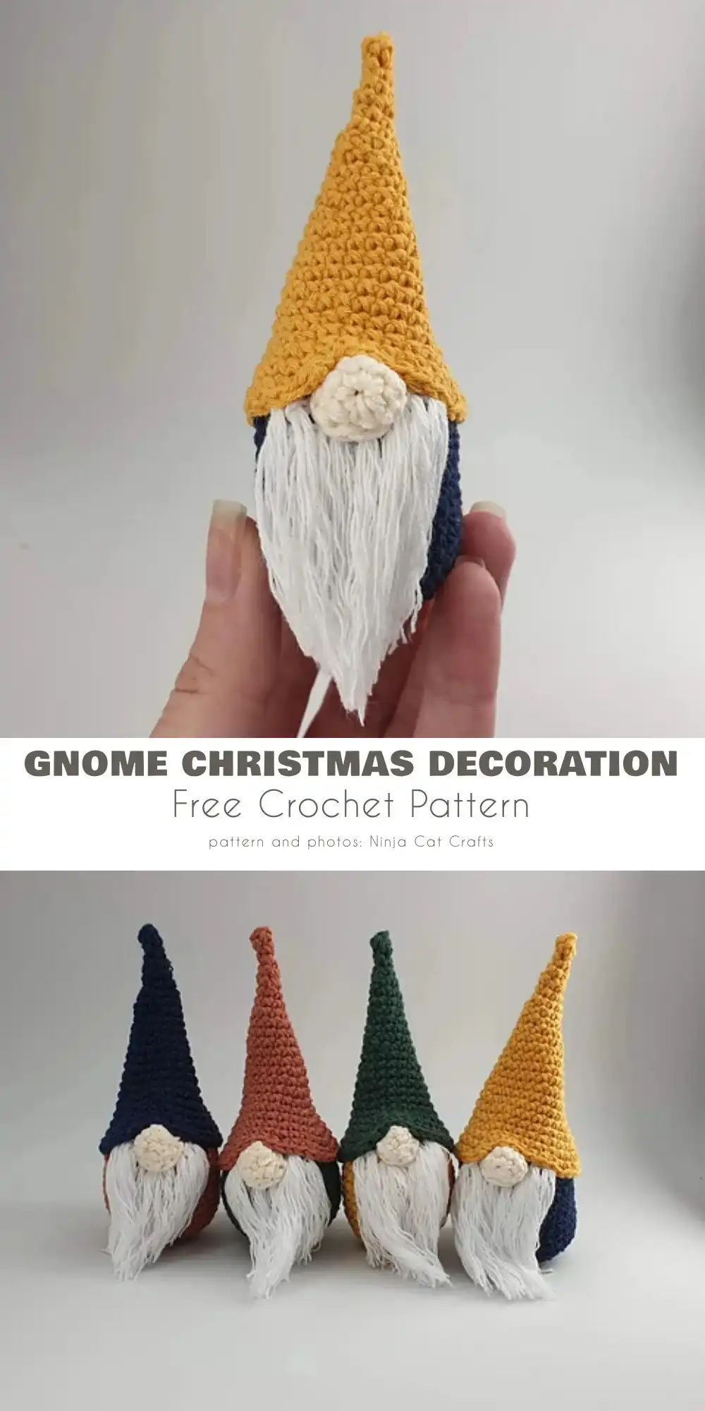 Festive Miniature/Micro Crochet 'Christmas Gnome Amigurumi Ornament', a charming holiday decoration.