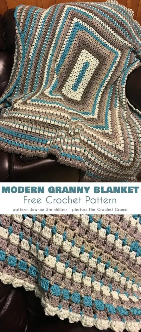 Modern Granny Blanket Free Crochet Patterns Are the Best 8 Asymmetrical granny stitch throw with varied cluster sizes=