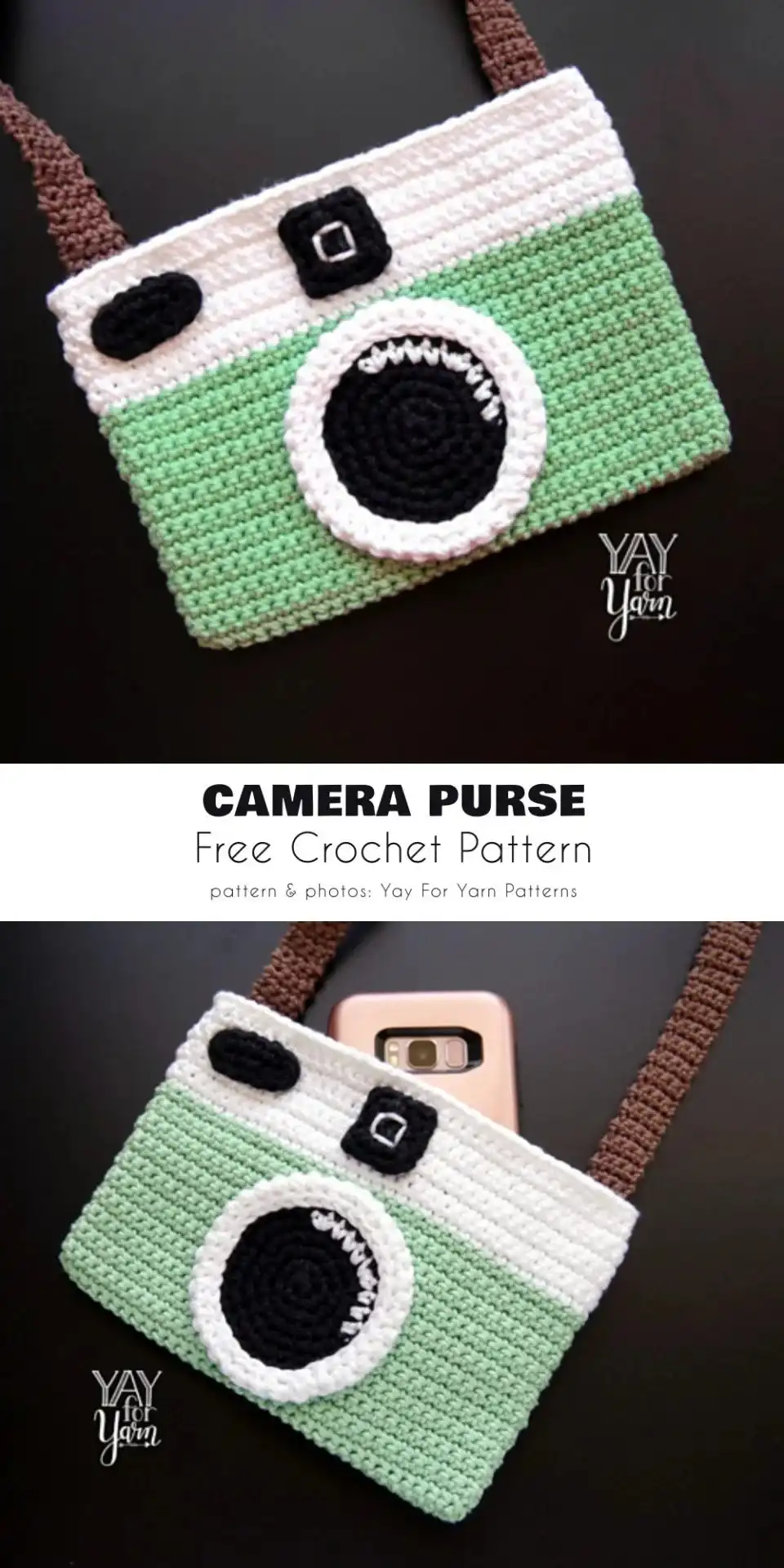 An adorable crocheted ladybug mini bag featuring a red body with black spots and cute antennae.