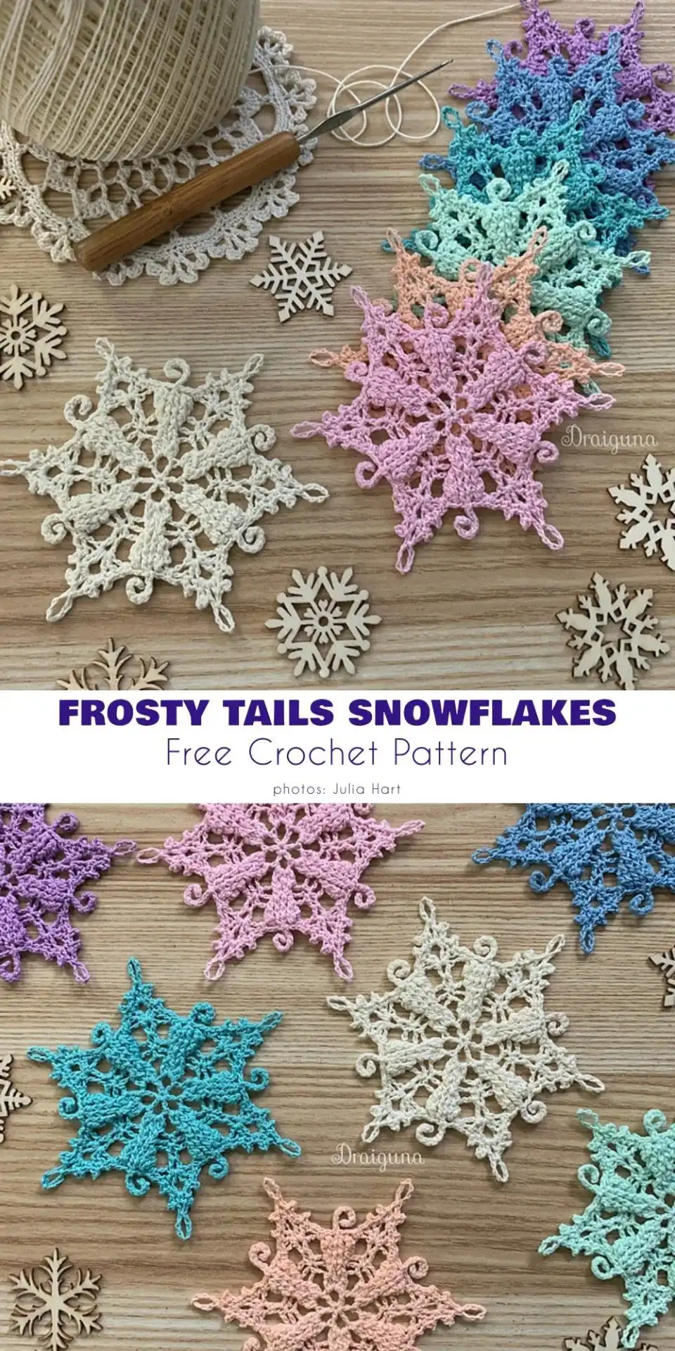 The 'Snowflake Miracles Happens' crochet pattern, showcasing its intricate lace and flower-like appearance in soft blue yarn.