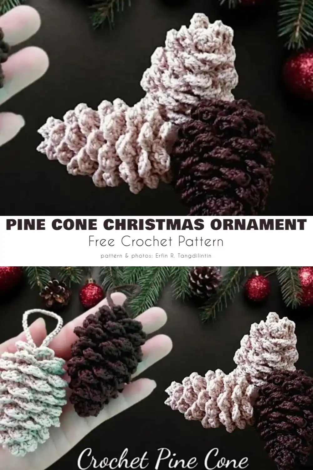Rustic crocheted acorn ornament with a brown body and textured cap, highlighting a 'not-given' woodland craft.