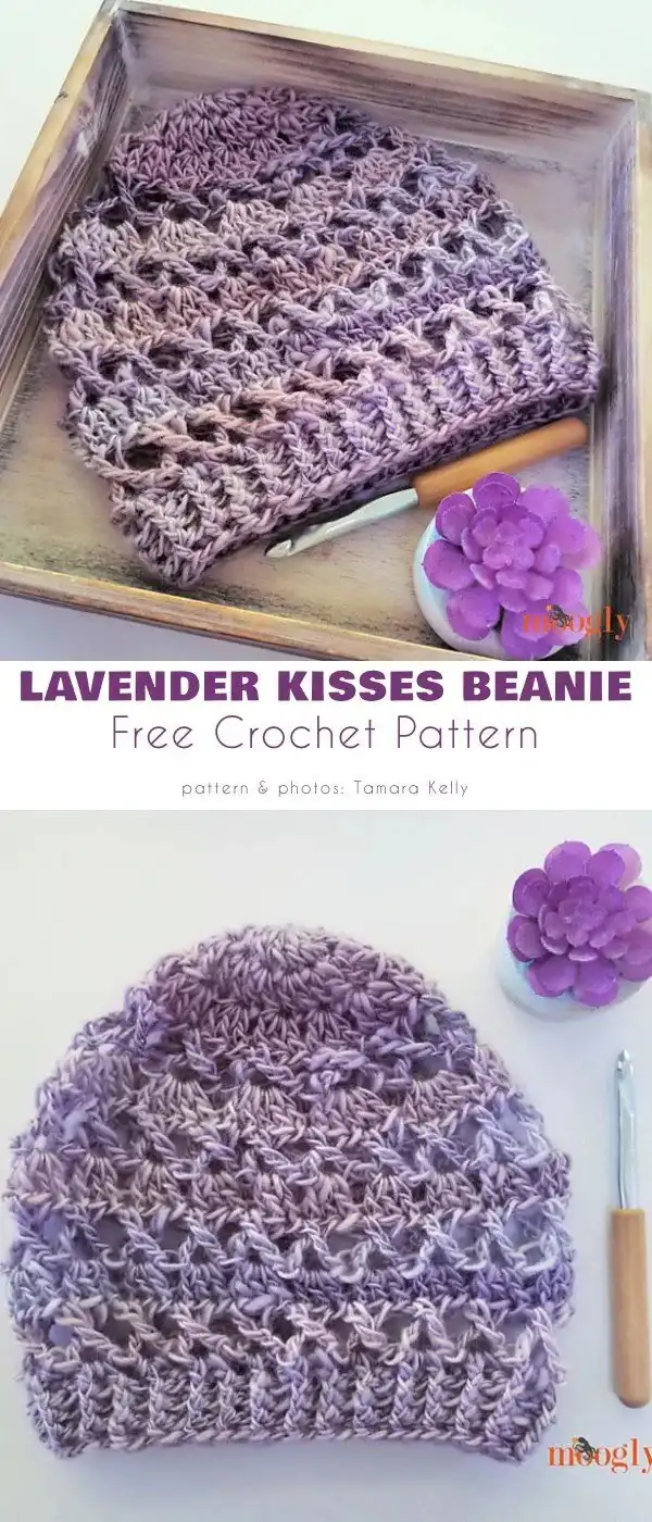 Soft lavender not-given beanie with textured stitches, matching a cowl