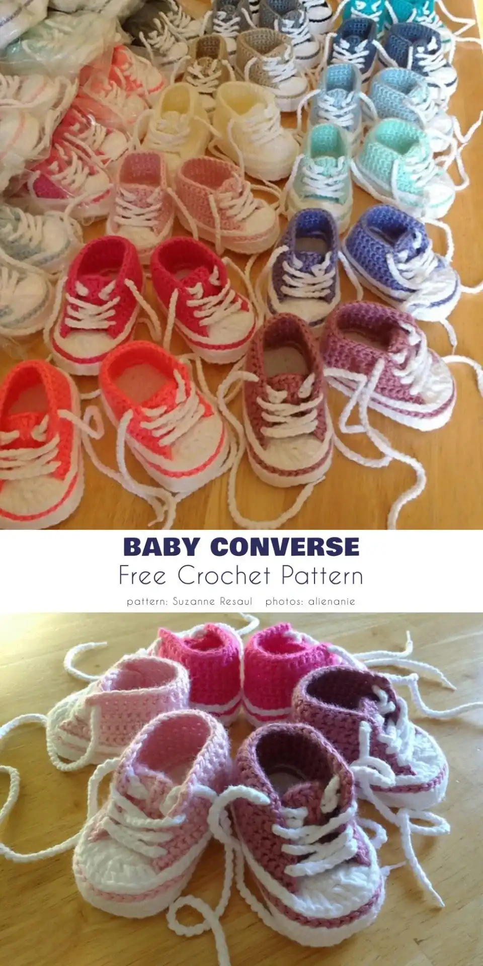 Charming crocheted newborn baby Converse booties, displaying intricate details and soft texture.