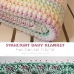 Classic striped Baby Blanket in soft pastel shades, a quick and practical crochet project for new parents.