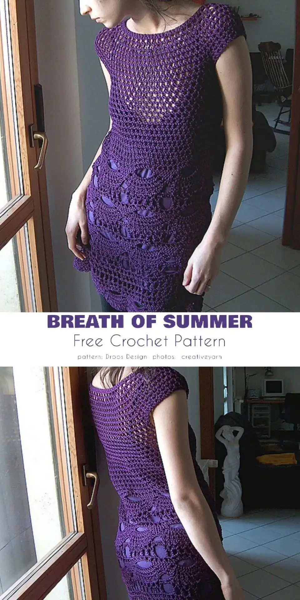 Assortment of diverse summer crochet tunic styles and inspirations, including varied necklines and lengths