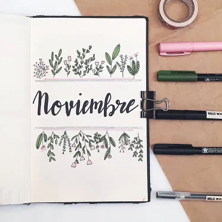 Cute cover page featuring a girl wearing bear slippers, with pink stars bordering the month of November