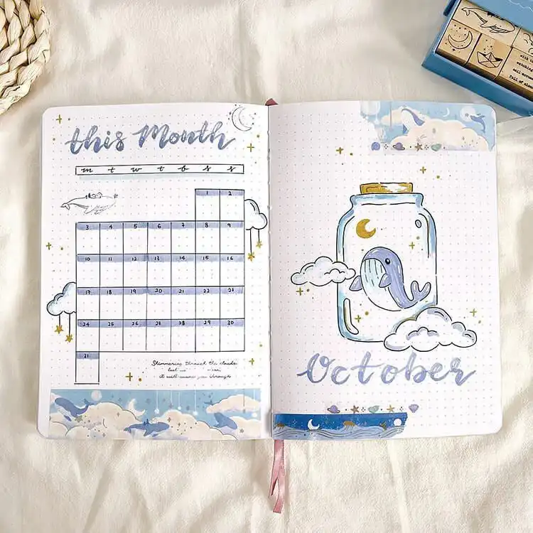 Collection of autumn doodles for a bullet journal, including pumpkins, pie slices, and cozy sweaters.