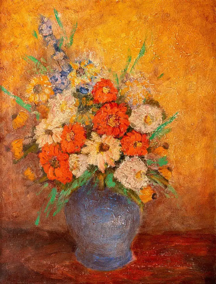 An artistic representation of an oil painting on an easel, symbolizing the creative process for Oil Painting for Beginners.