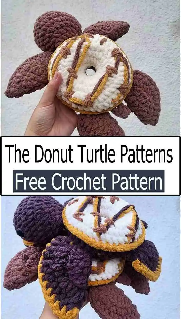 Perfect Crochet Donut Patterns to Make Any Birthday Special 12 Unique Homer Donut Turtle crochet project, featuring a turtle with a pink, sprinkle-covered donut shell inspired by The Simpsons.