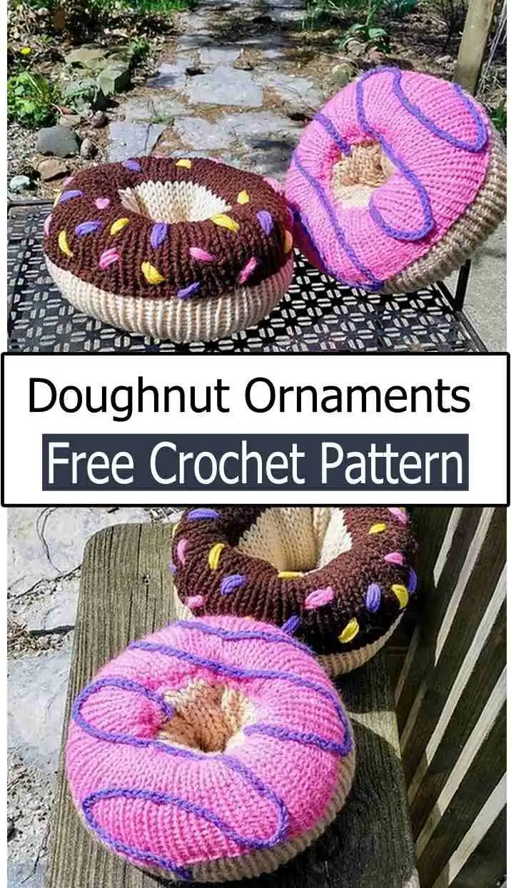 Perfect Crochet Donut Patterns to Make Any Birthday Special 4 Soft, plush crochet donut pillow with white frosting and colorful embroidered sprinkles, ready for snuggling.