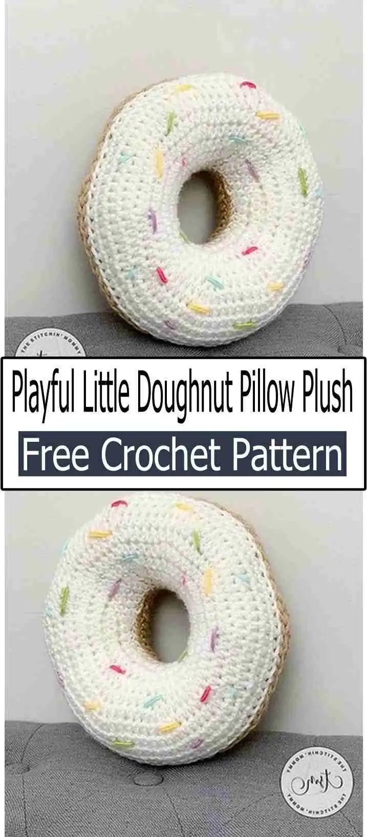 Perfect Crochet Donut Patterns to Make Any Birthday Special 5 Festive fun pumpkin crochet donut with an orange body and green stem, perfect for fall decor.
