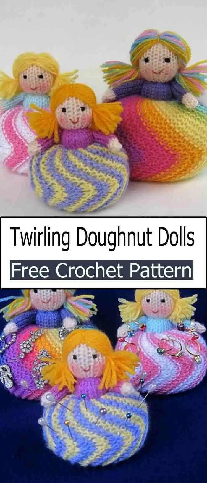 Perfect Crochet Donut Patterns to Make Any Birthday Special 10 Amigurumi creation of 'Colorful Katie the Doughnut Cat' featuring a cat nestled in a donut shape with bright yarn colors.