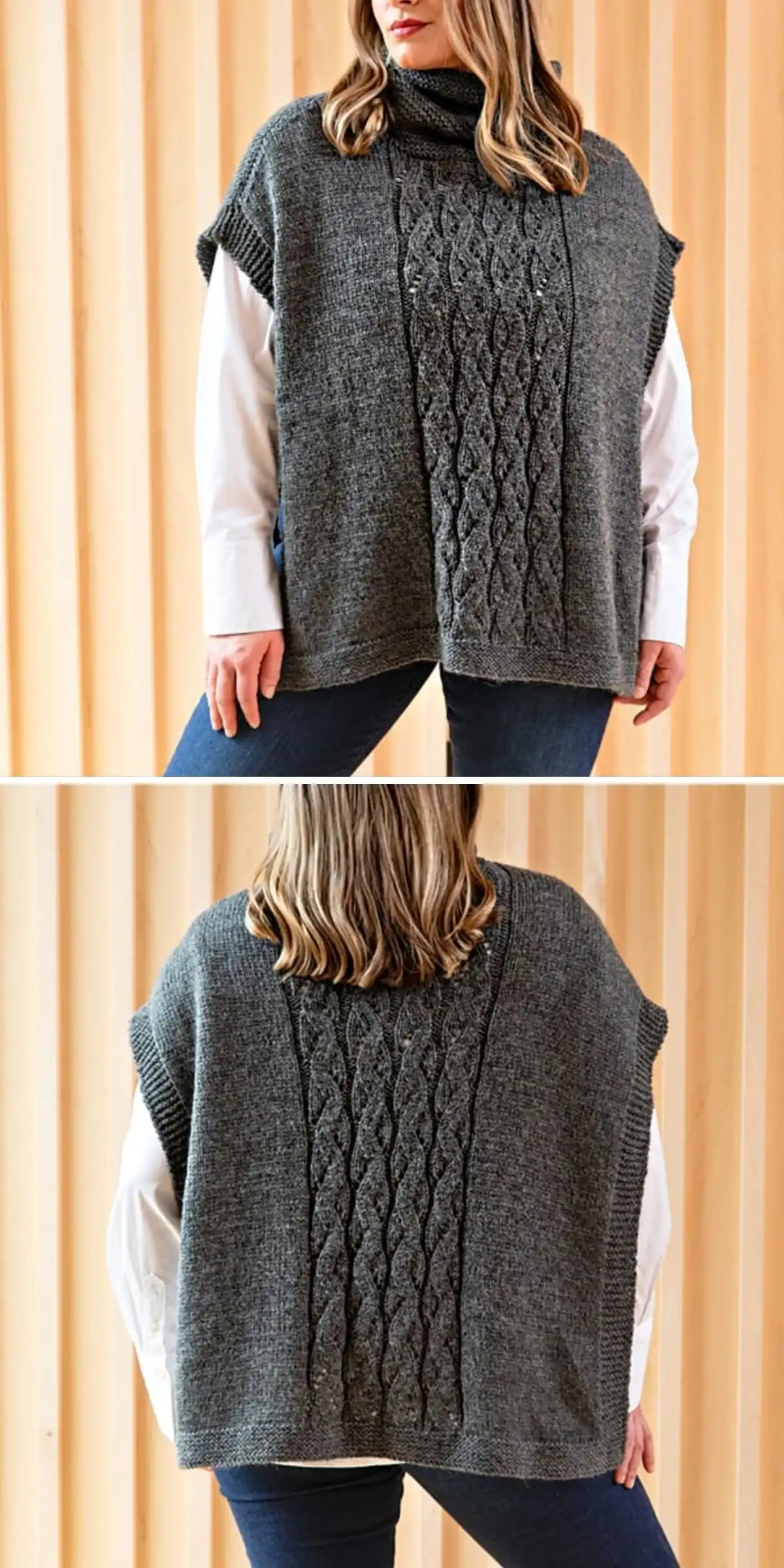 Boat neck everyday poncho offering a casual and chic silhouette.
