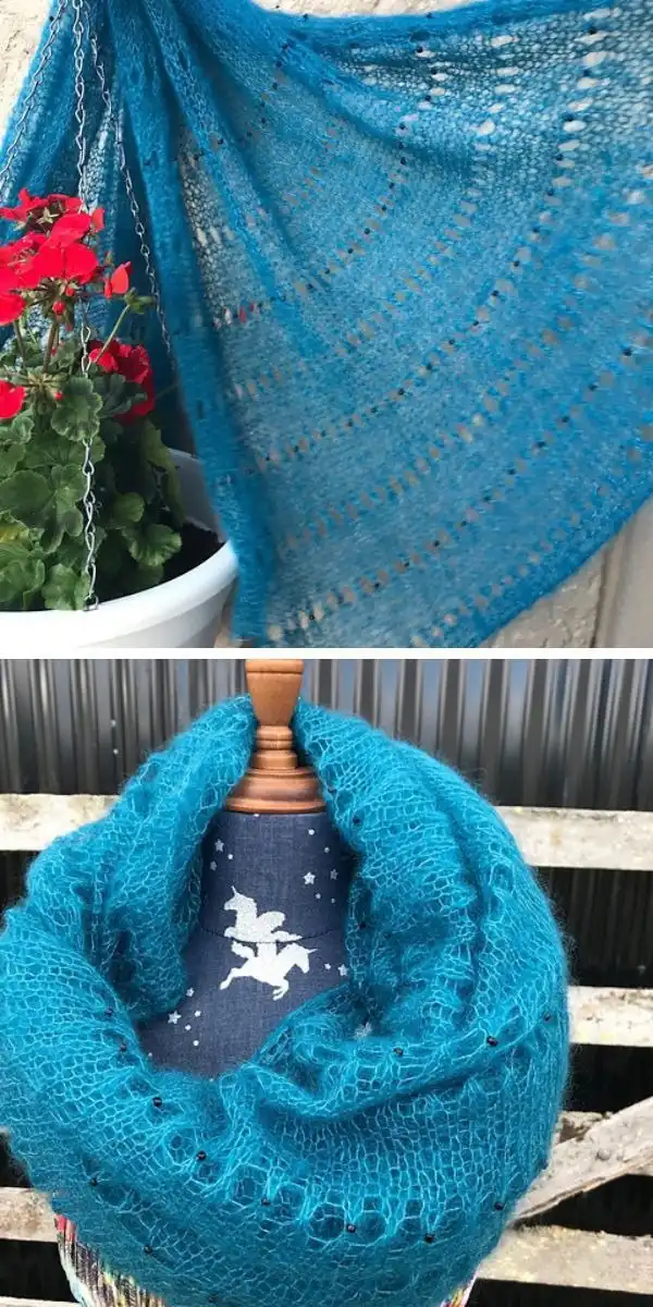 Gradient yarn poncho displaying smooth color transitions from light to dark.