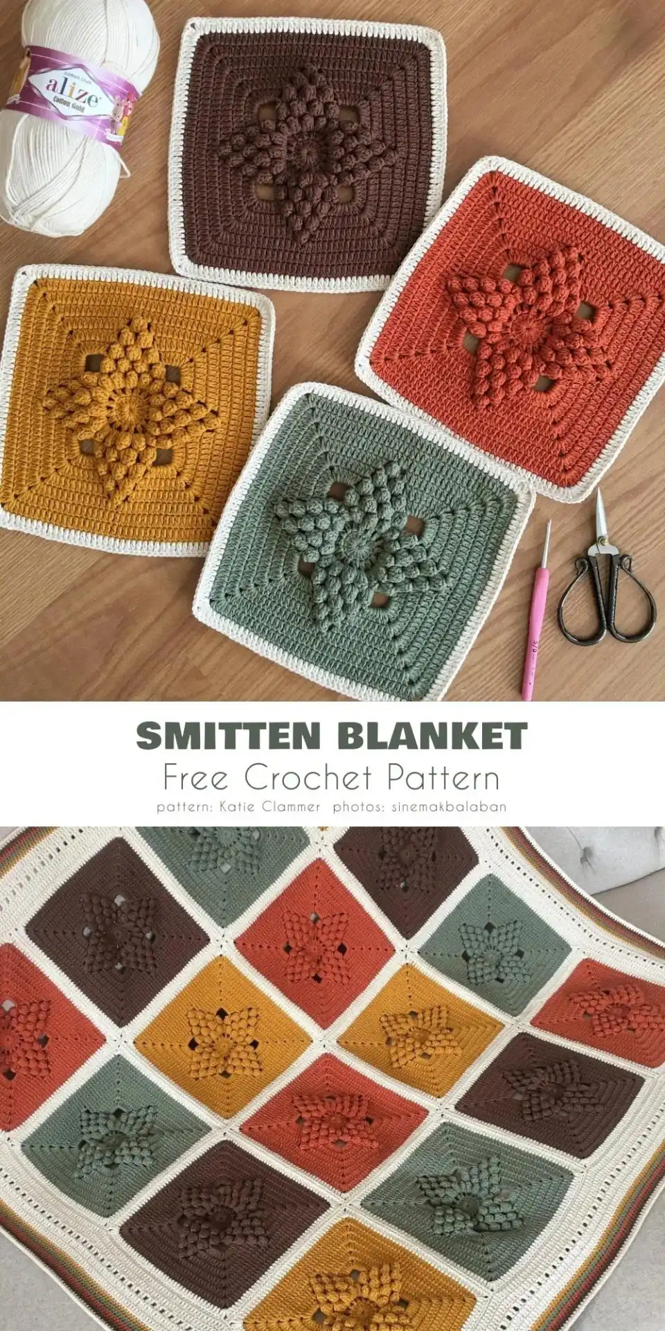 Ombre effect bobble heart blanket, showing a smooth color transition across the heart motifs.