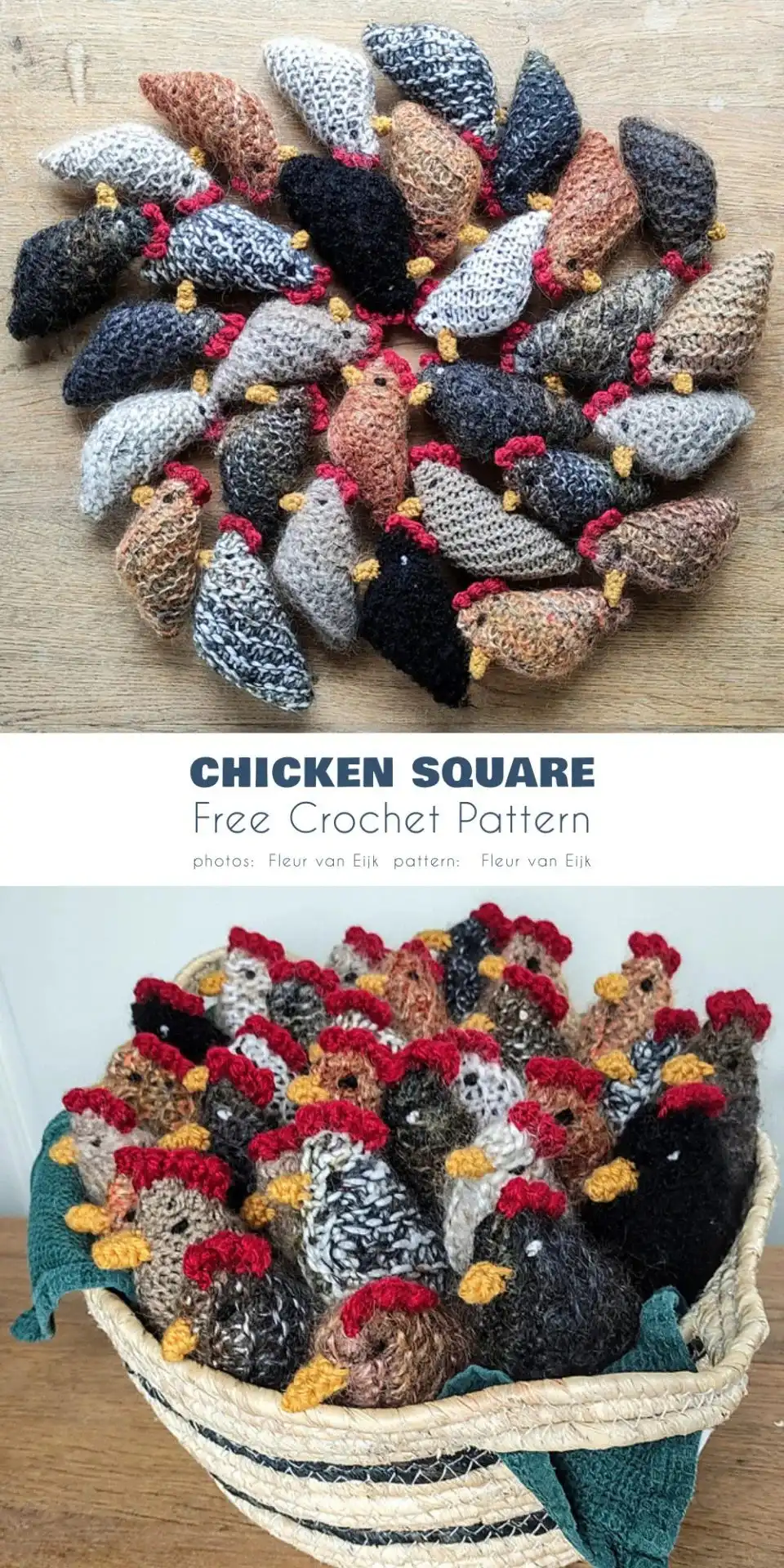 Rustic farmhouse-style crochet chicken coaster in cream and red yarn, perfect for kitchen decor or as a handmade gift, from simple chicken ideas free crochet patterns.