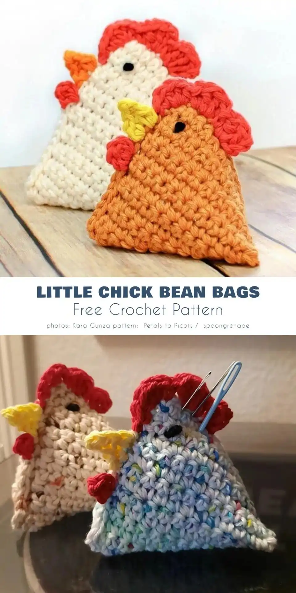 Cute yellow crochet chicken cozy snugly fit over a decorated Easter egg, showcasing a festive and simple chicken idea free crochet pattern.