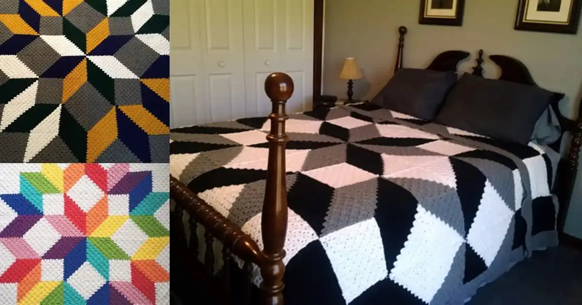 A stunning visual showcase of various Spectacular Geometric Blanket Ideas and Free Crochet Patterns, featuring bold shapes and vibrant colors.