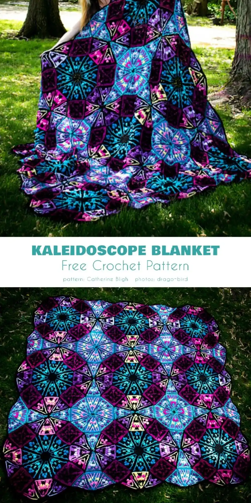 Close-up of a Dynamic Diamond Crochet Blanket displaying intricate interlocking diamond shapes in contrasting yarn colors.
