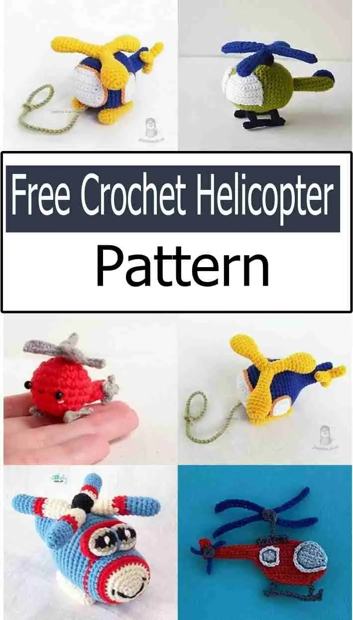 Step-by-Step Free Crochet Helicopter Pattern for Kids' Toys 2 A classic crocheted helicopter toy in bright primary colors, perfect for the Step-by-Step Free Crochet Helicopter Pattern for Kids' Toys.