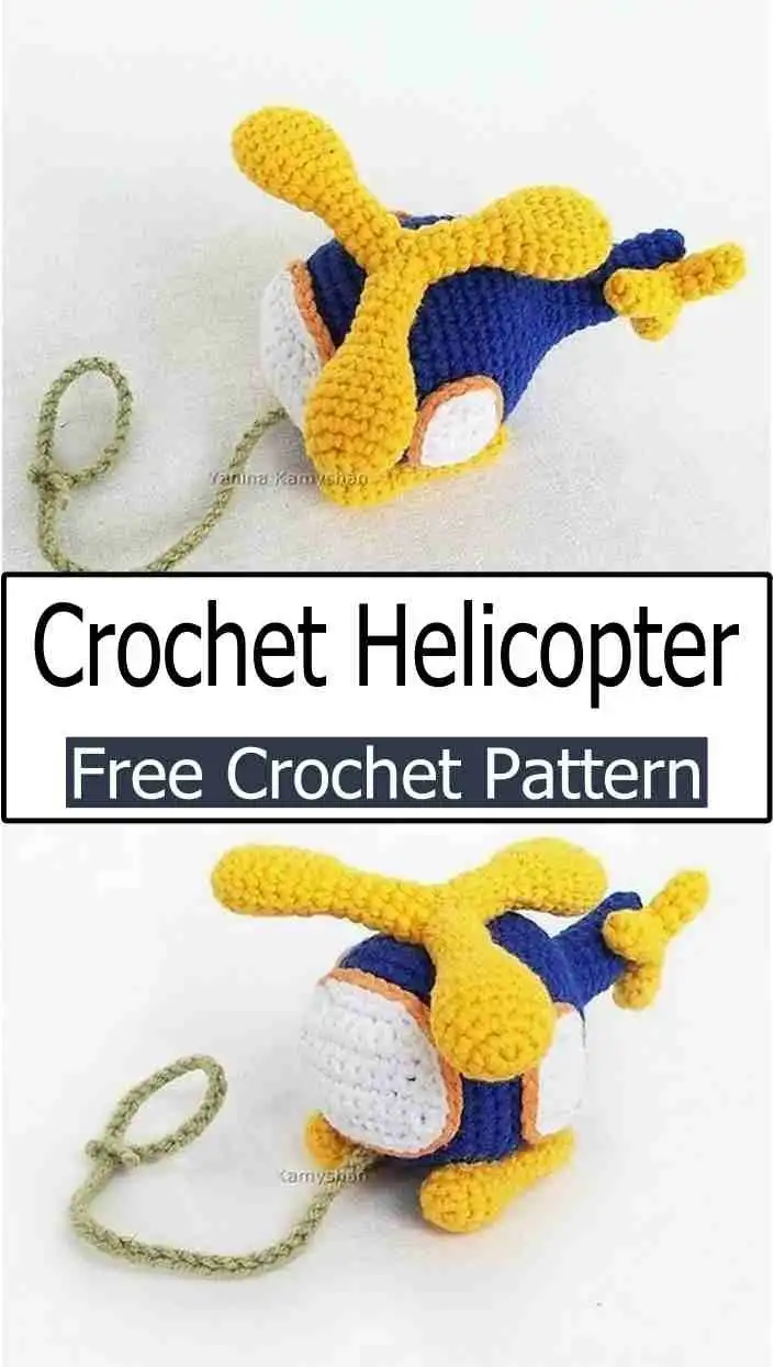 Step-by-Step Free Crochet Helicopter Pattern for Kids' Toys 3 A detailed amigurumi helicopter, showcasing intricate stitching and safety eyes, from the Step-by-Step Free Crochet Helicopter Pattern for Kids' Toys.