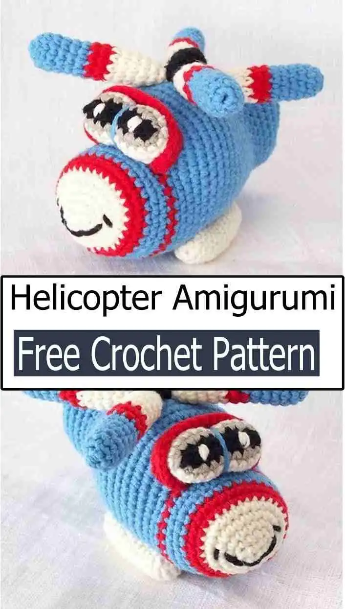 Step-by-Step Free Crochet Helicopter Pattern for Kids' Toys 4 A soft, cute crochet helicopter in pastel colors, highlighting its child-friendly design from the Step-by-Step Free Crochet Helicopter Pattern for Kids' Toys.
