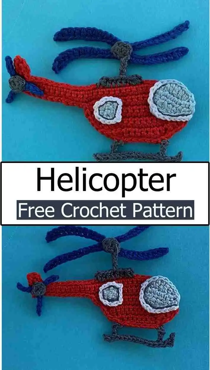 Step-by-Step Free Crochet Helicopter Pattern for Kids' Toys 6 A tiny, miniature crochet helicopter, suitable for keychains or small decorations, part of the Step-by-Step Free Crochet Helicopter Pattern for Kids' Toys.