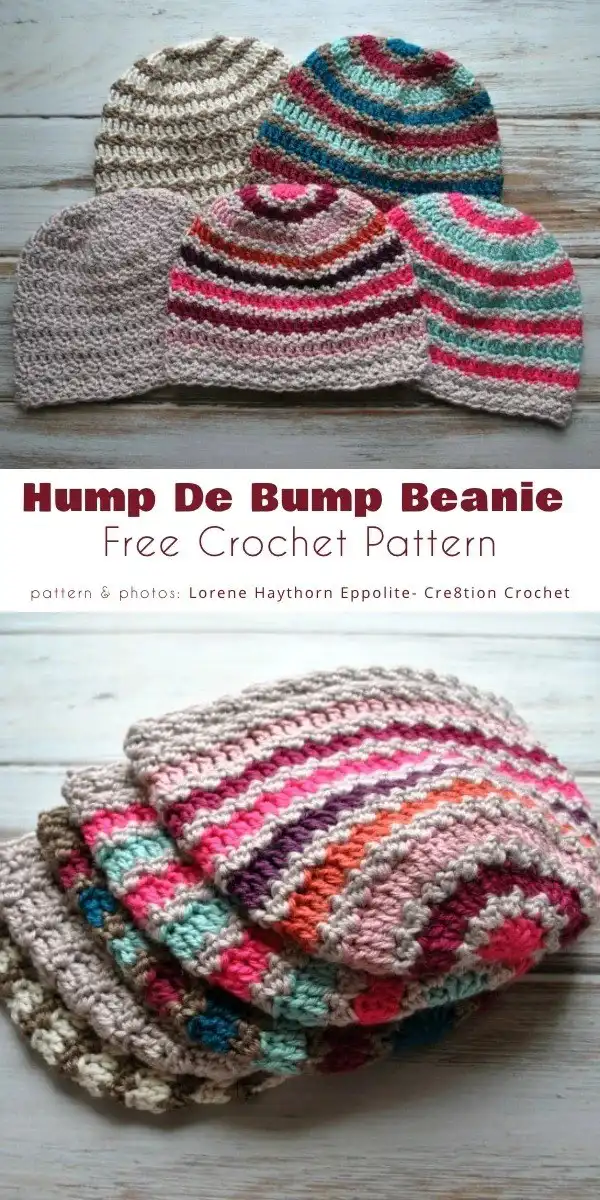 Crinkle Beanie with distinctive crinkled hem and striped design, ensuring a snug fit for cold days.