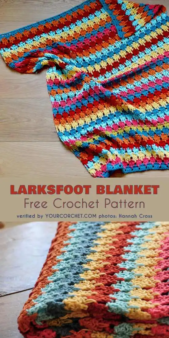 Classic Larksfoot crochet blanket in a solid color, highlighting the stitch texture and simplicity