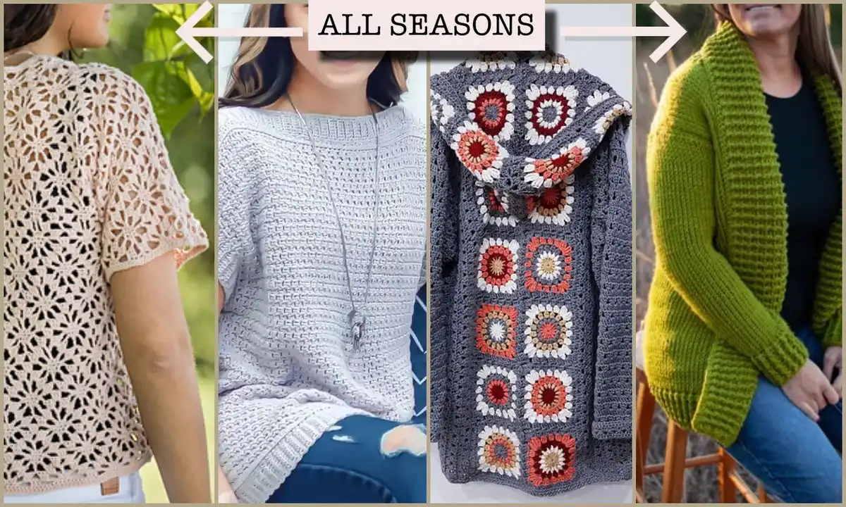Collection of various Summer Short Cardigan Free Crochet Patterns displayed on models and flat lays, showcasing diverse styles and colors.
