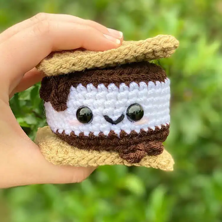 Crochet Positive Potato plushie with an encouraging message