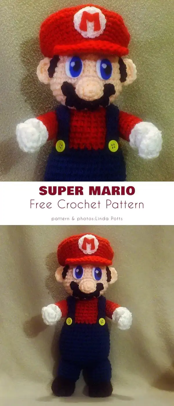 Chunky, huggable Super Mario amigurumi plushie, perfect for kids and collectors.