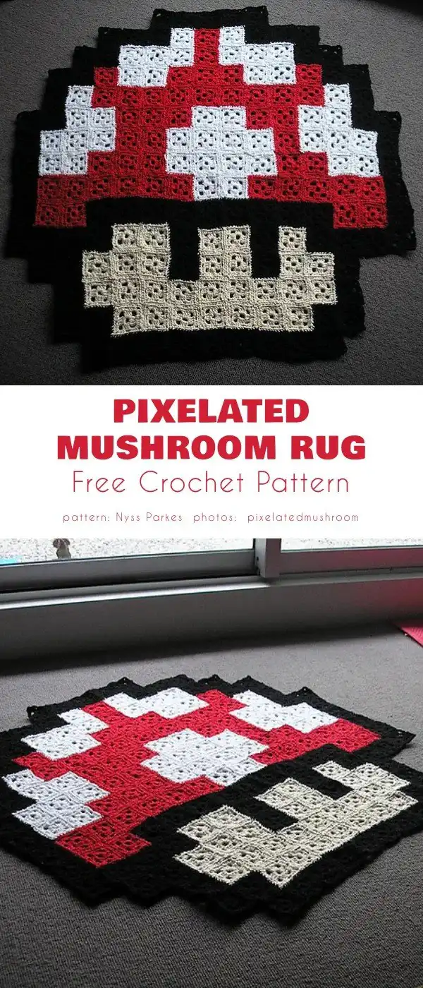 Bright red and white Super Mario mushroom-shaped rug for home decor.