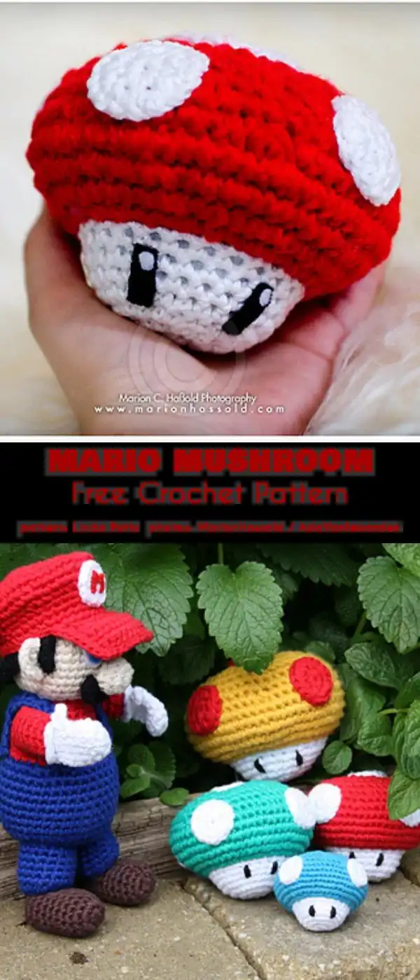 Collection of red and white Mario power-up mushrooms, versatile for various projects.