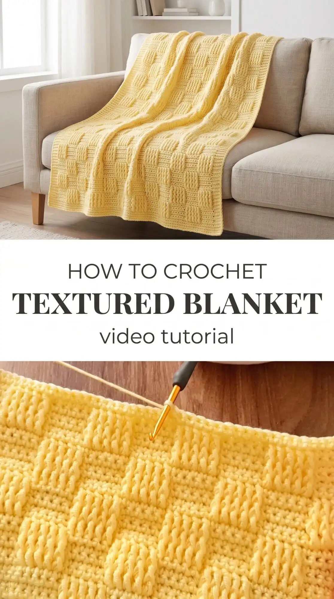 Exquisite Crochet Textured Blanket featuring geometric relief pattern and inviting texture, perfect for home decor
