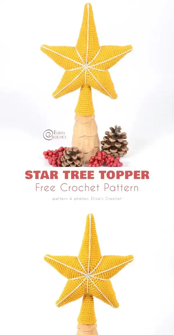 A modern, sleek Top That! Tree Topper in a neutral color, showcasing its unique 'glove-like' fit from The 5 Best Tree Topper Free Crochet Patterns collection.